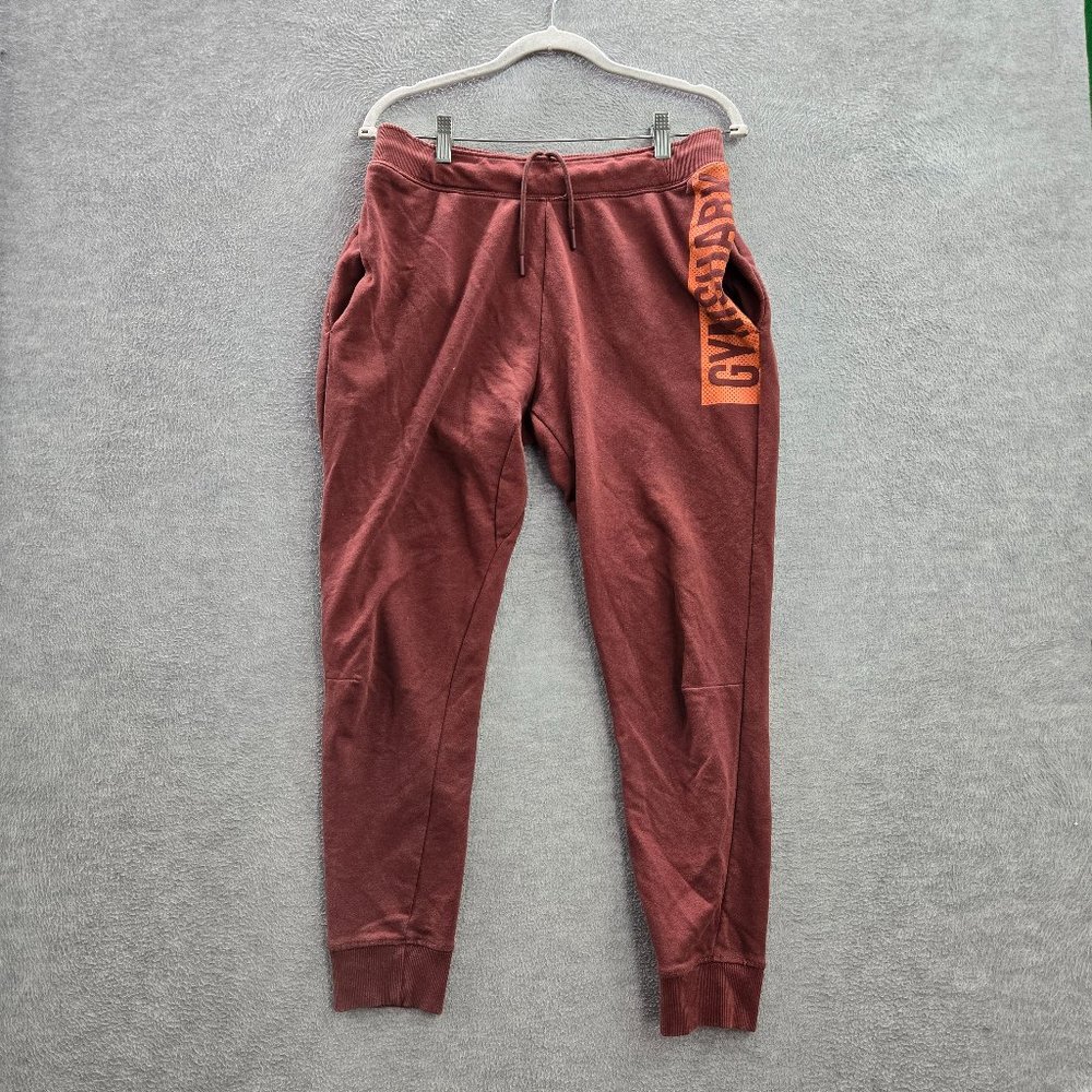 Gymshark Women Activewear Pants Medium Brown Bold Terry Jogger Logo Gym Workout